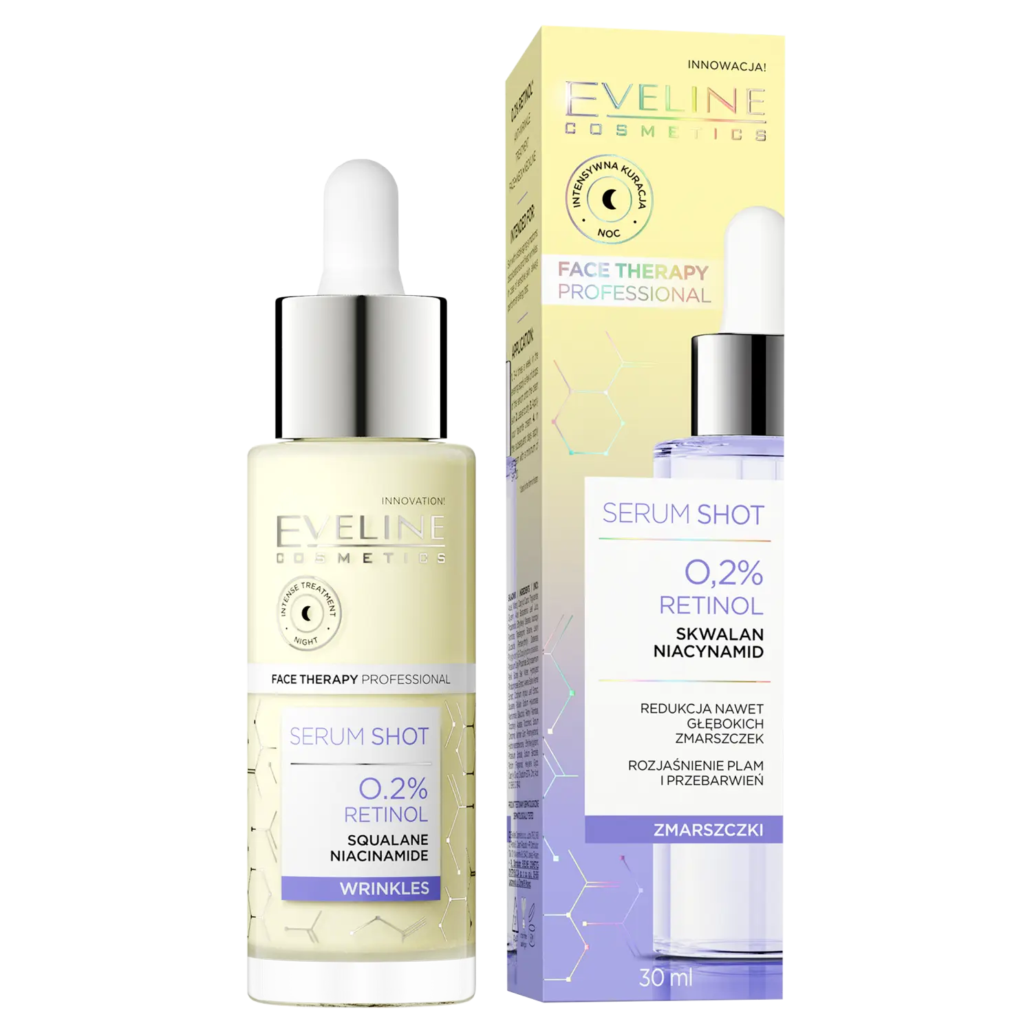 Eveline Cosmetics Shot сыворотка для лица с 0,2% ретинолом, 30 мл
Eveline Cosmetics Shot сыворотка для лица с 0,2% ретинолом, 30 мл