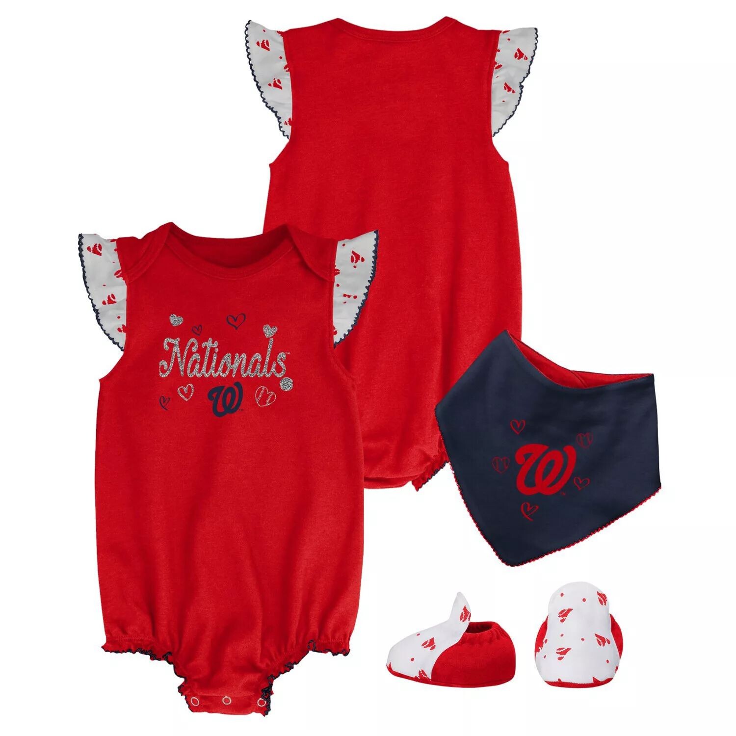 Красный комплект из трех частей боди для новорожденных и младенцев Washington Nationals с нагрудником и пинетками Outerstuff
Красный комплект из трех частей боди для новорожденных и младенцев Washington Nationals с нагрудником и пинетками Outerstuff