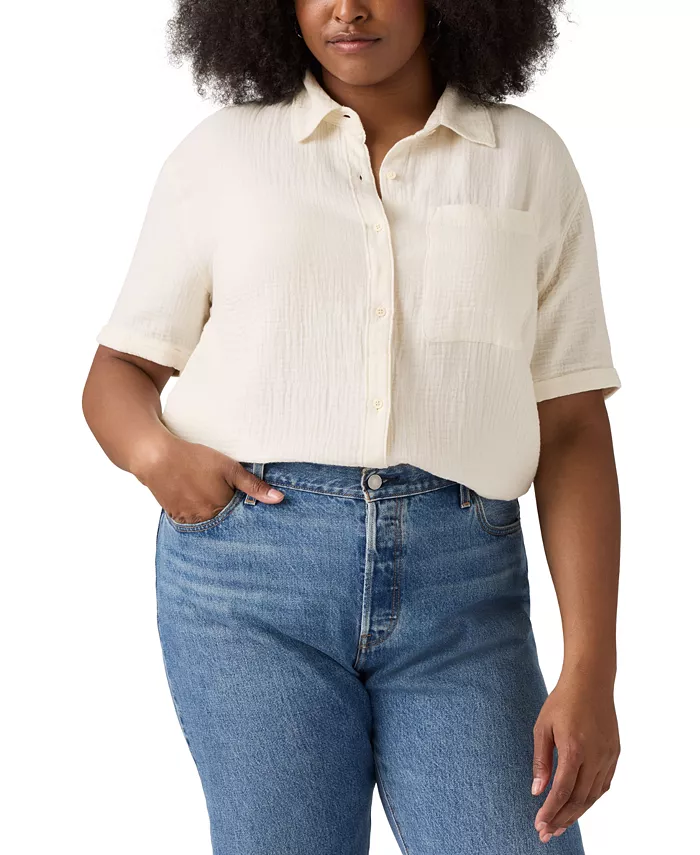 Женская хлопковая рубашка с коротким рукавом Darlene больших размеров Levi's, белый
Женская хлопковая рубашка с коротким рукавом Darlene больших размеров Levi's, белый