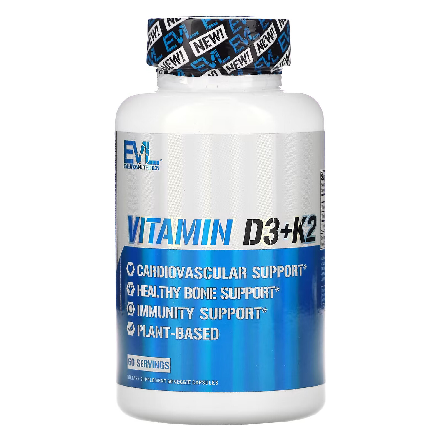EVLution Nutrition, витамины D3 и К2, 60 вегетарианских капсул
EVLution Nutrition, витамины D3 и К2, 60 вегетарианских капсул