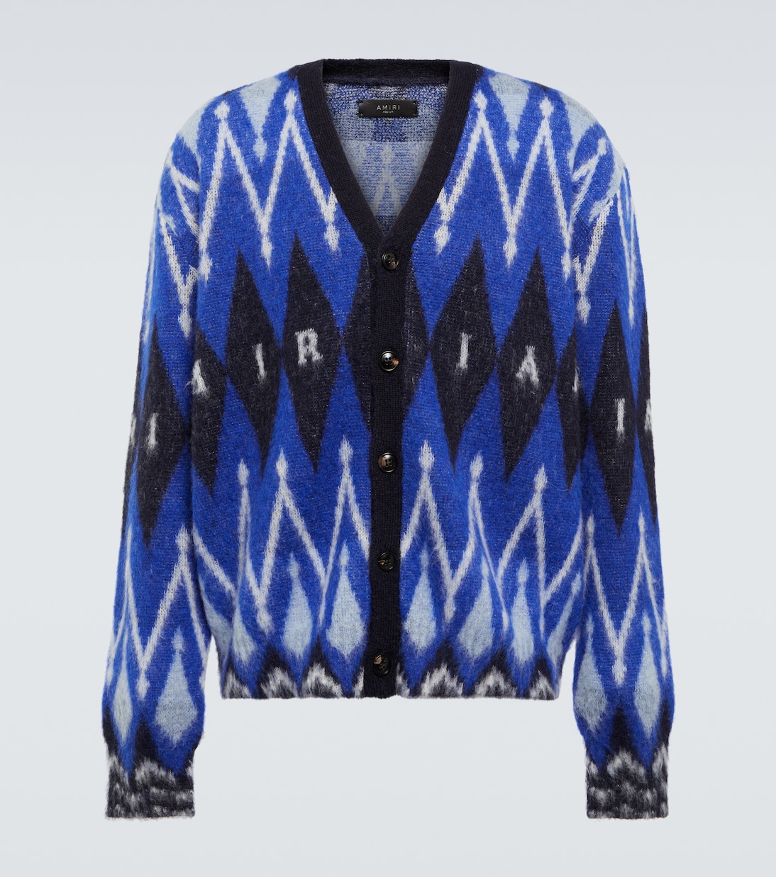 Кардиган из смеси альпаки и мохера с узором Аргайл Amiri, синий
Кардиган из смеси альпаки и мохера с узором Аргайл Amiri, синий