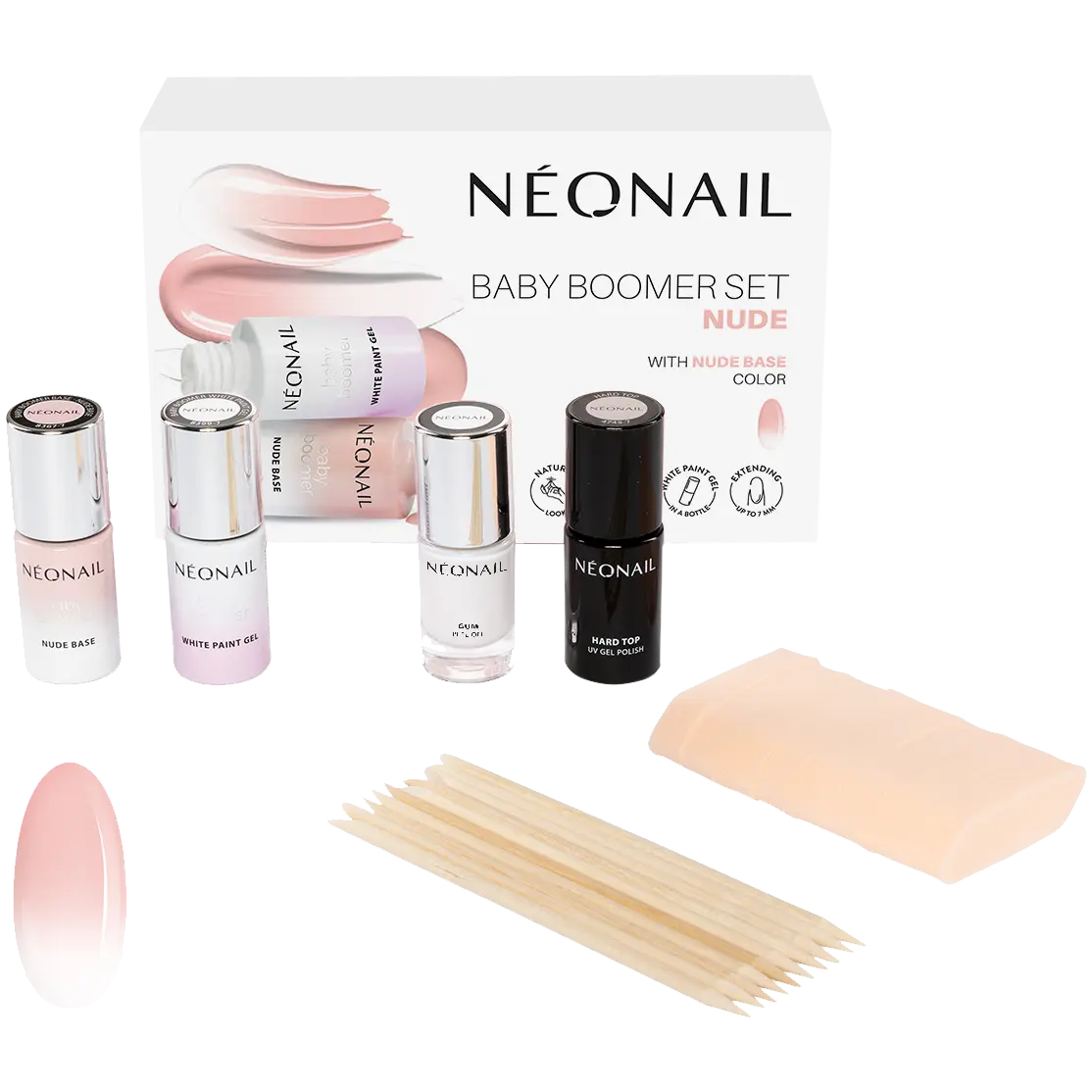 Neonail Baby Boomer набор: база персикового цвета, 7,2 мл + декоративный гель, 7,2 мл + спонжи для омбре + гибридный топ-лак, 7,2 мл + резинка для защиты кутикулы, 7,2 мл + деревянные палочки
Neonail Baby Boomer набор: база персикового цвета, 7,2 мл + декоративный гель, 7,2 мл + спонжи для омбре + гибридный топ-лак, 7,2 мл + резинка для защиты кутикулы, 7,2 мл + деревянные палочки