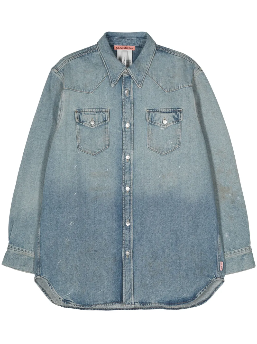 Джинсовая рубашка с эффектом разбрызганной краски Acne Studios, синий
Джинсовая рубашка с эффектом разбрызганной краски Acne Studios, синий