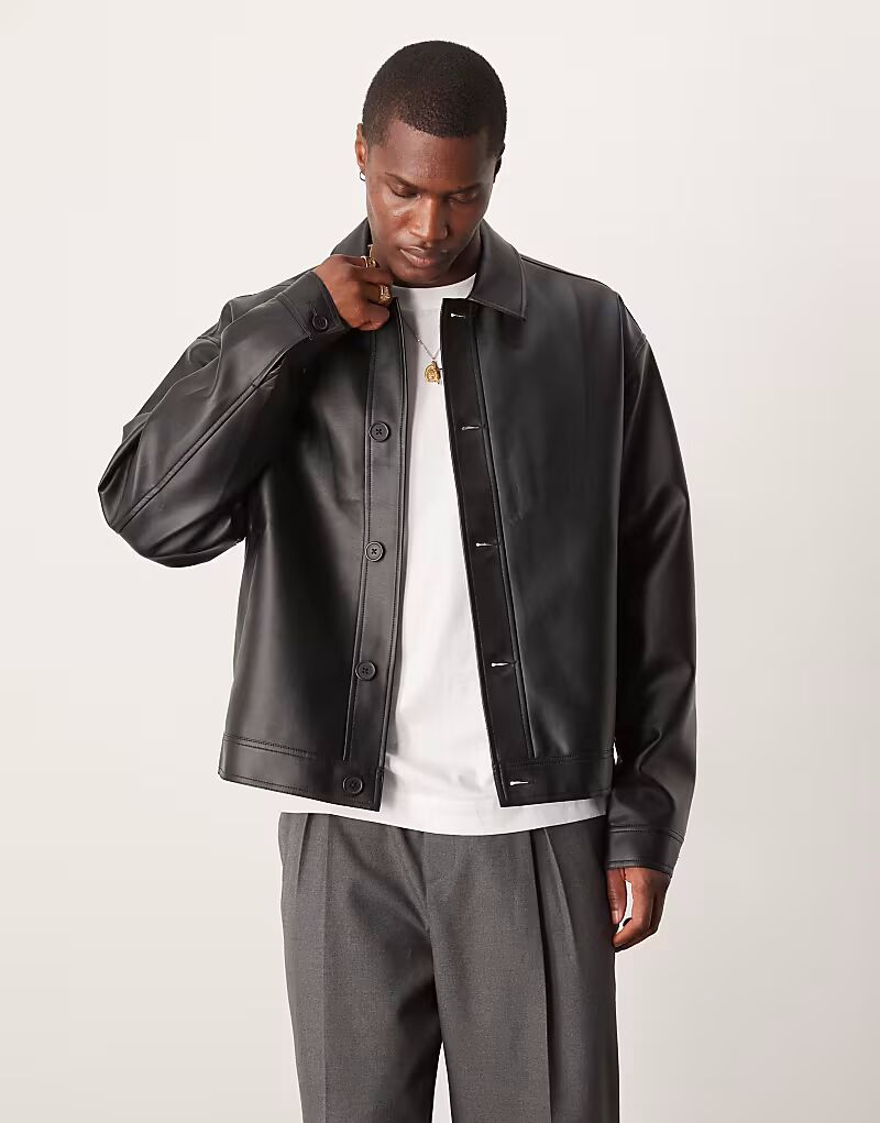 Куртка Харрингтон из искусственной кожи ASOS DESIGN черного цвета - ЧЕРНЫЙ 
Куртка Харрингтон из искусственной кожи ASOS DESIGN черного цвета - ЧЕРНЫЙ