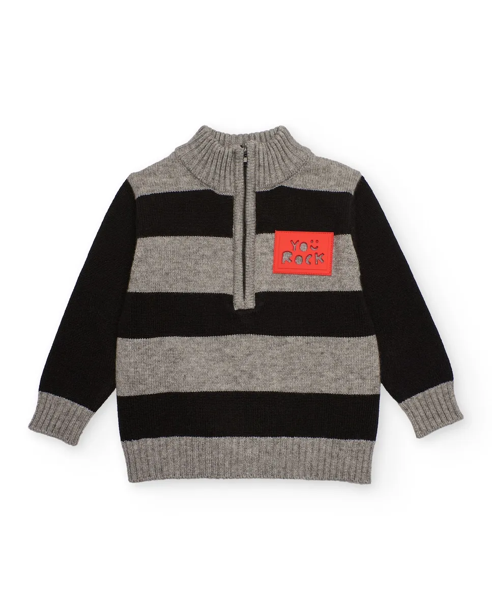 Детский трикотажный свитер в полоску с молнией Tuc tuc, серый
Детский трикотажный свитер в полоску с молнией Tuc tuc, серый