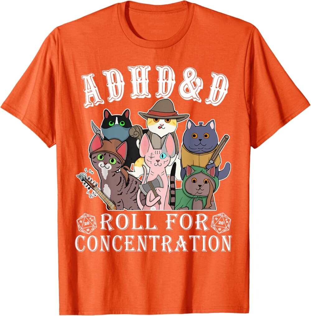 Мужская футболка Funny Tees Gamer RPG Apparel Cats RPG Gamer Roll For Concentration D20 Dice Nerdy, оранжевый
Мужская футболка Funny Tees Gamer RPG Apparel Cats RPG Gamer Roll For Concentration D20 Dice Nerdy, оранжевый