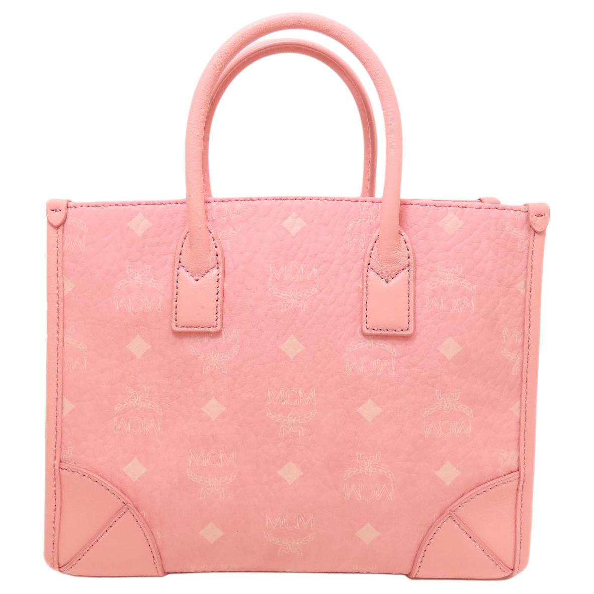 Сумка через плечо MCM малого размера из лакированного полотна с кожаными деталями, женская, розовая