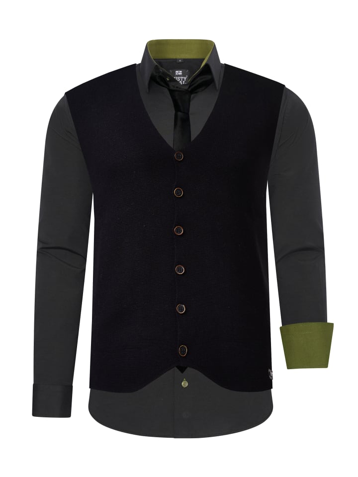 Комплект из 3 предметов: рубашка с жилетом и галстуком, черный/хаки Rusty Neal
Комплект из 3 предметов: рубашка с жилетом и галстуком, черный/хаки Rusty Neal