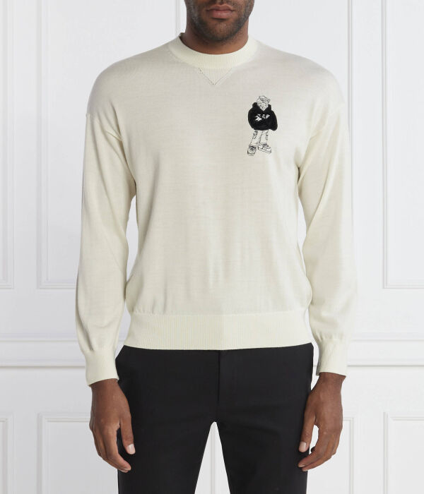 Свитер-пуловер мужской Emporio Armani шерстяной с рисунком, белый
Свитер-пуловер мужской Emporio Armani шерстяной с рисунком, белый