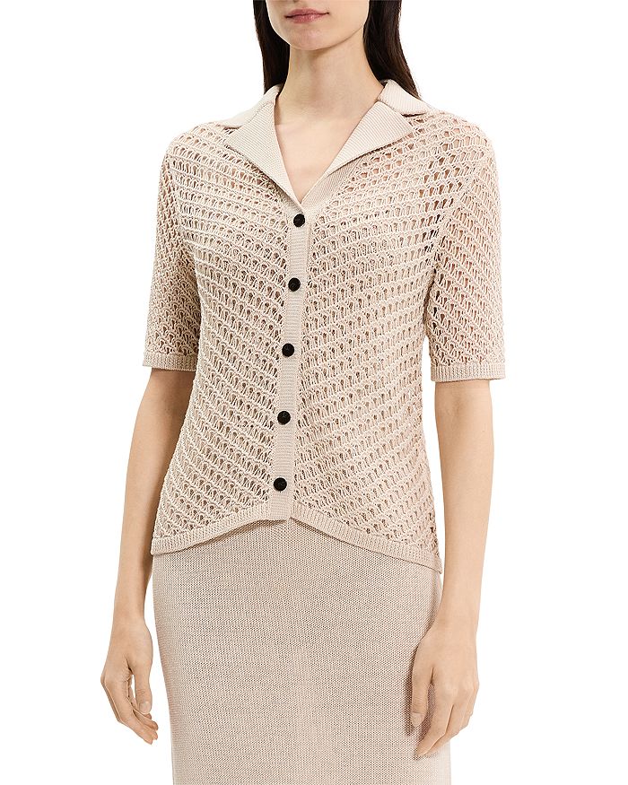 Открытый вязаный топ с отложным воротником Theory, коричневый/бежевый
Открытый вязаный топ с отложным воротником Theory, коричневый/бежевый