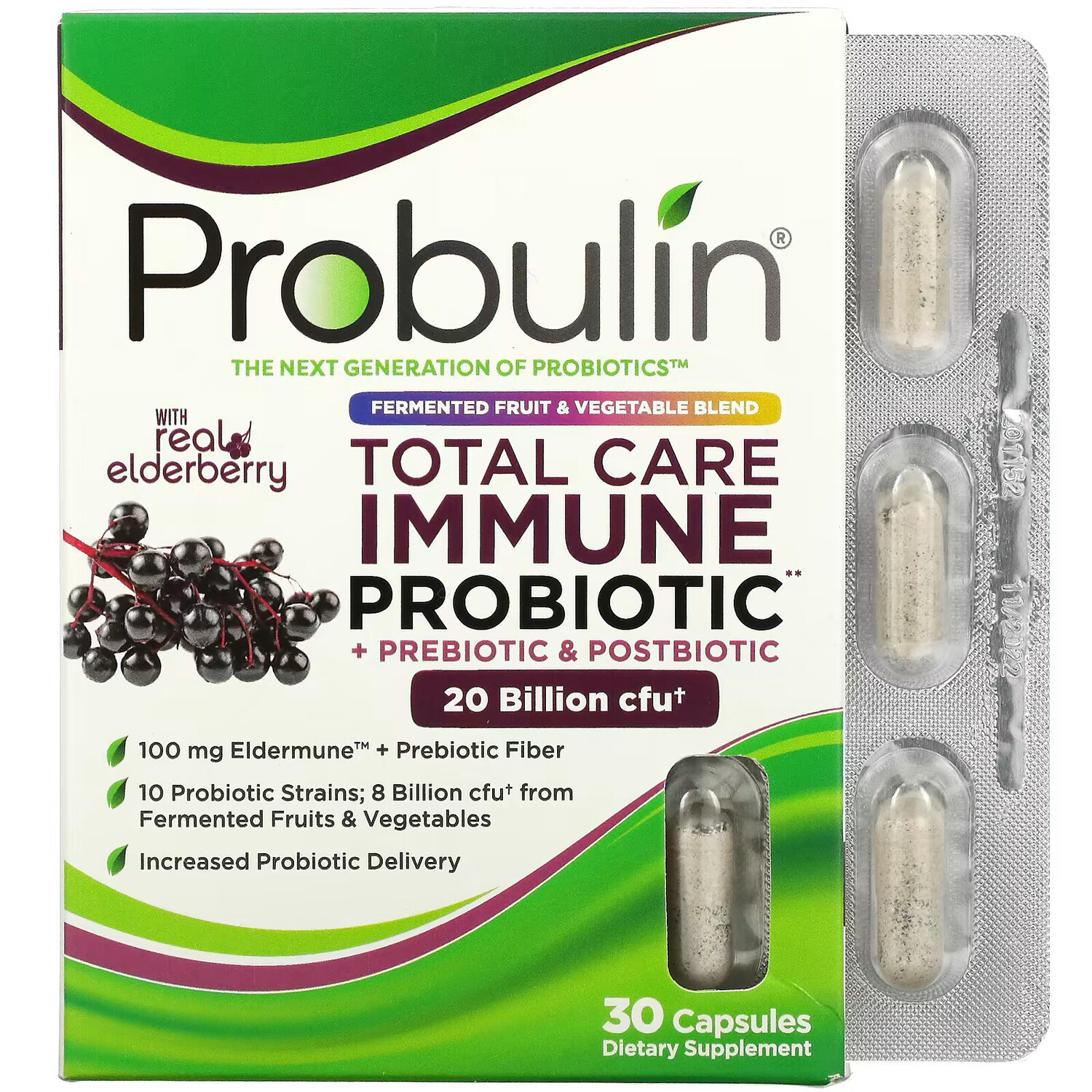 Probulin, универсальная добавка для укрепления иммунитета, пробиотики, пребиотики и постбиотики с натуральной бузиной, 20 млрд КОЕ, 30 капсул
Probulin, универсальная добавка для укрепления иммунитета, пробиотики, пребиотики и постбиотики с натуральной бузиной, 20 млрд КОЕ, 30 капсул