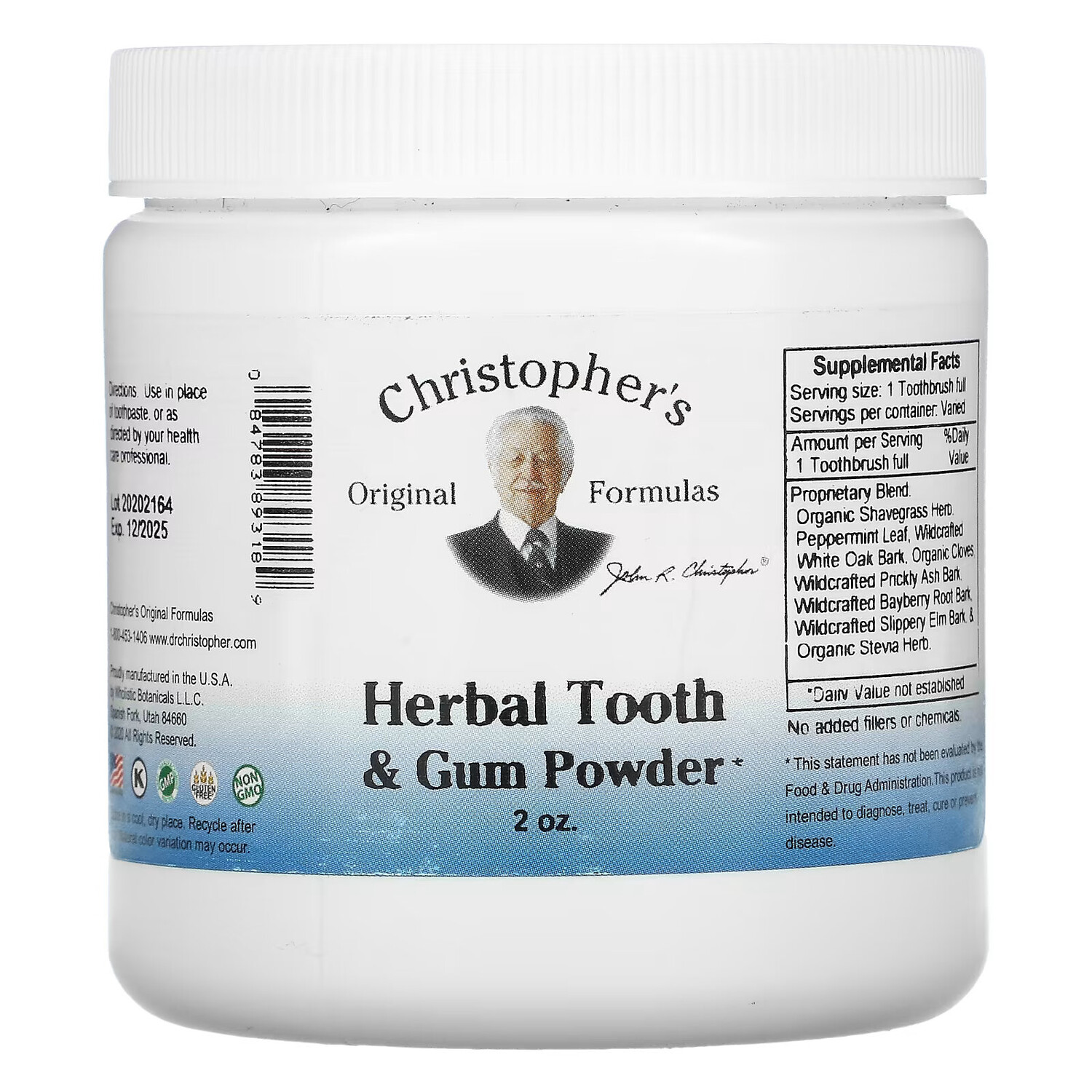 Christopher's Original Formulas, травяной порошок для зубов и десен, 56 г (2 унции)
Christopher's Original Formulas, травяной порошок для зубов и десен, 56 г (2 унции)