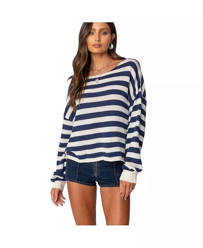 Женский свободный полосатый свитер Anney Edikted, синий
Женский свободный полосатый свитер Anney Edikted, синий