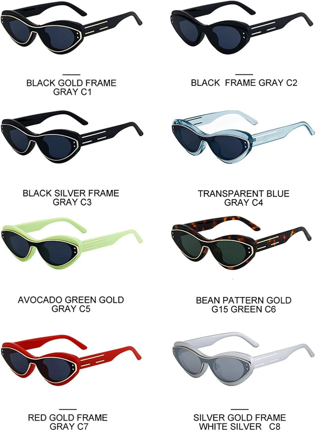 Женские солнцезащитные очки в стиле панк «кошачий глаз» от Helena, модель 2025 года, роскошный дизайн, цельные солнцезащитные очки для женщин, винтажные очки, C4
Женские солнцезащитные очки в стиле панк «кошачий глаз» от Helena, модель 2025 года, роскошный дизайн, цельные солнцезащитные очки для женщин, винтажные очки, C4