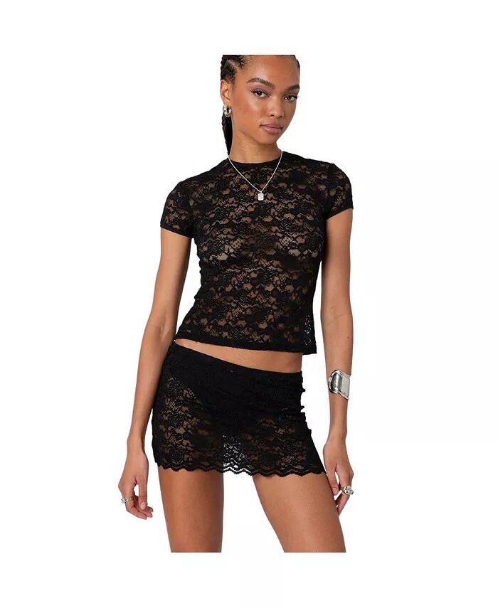 Женская прозрачная кружевная футболка Kaori Edikted, черный
Женская прозрачная кружевная футболка Kaori Edikted, черный