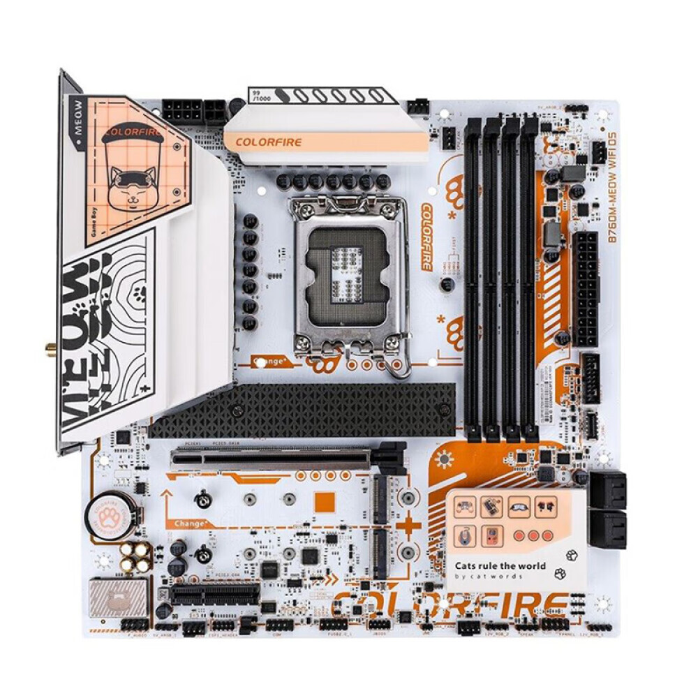 Материнская плата Colorful Colorfire B760M-MEOW, LGA 1700, DDR5, WiFi
Материнская плата Colorful Colorfire B760M-MEOW, LGA 1700, DDR5, WiFi