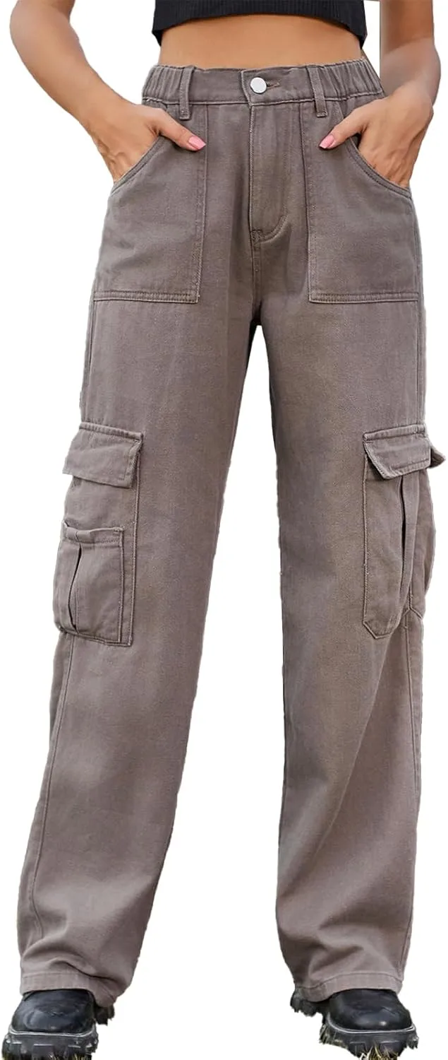 Женские джинсы карго с эластичным поясом, прямые
Женские джинсы карго с эластичным поясом, прямые