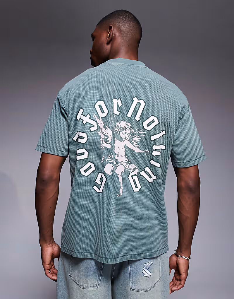 Футболка свободного кроя Good For Nothing цвета хаки с вафельной тканью и принтом на груди и спине 
Футболка свободного кроя Good For Nothing цвета хаки с вафельной тканью и принтом на груди и спине