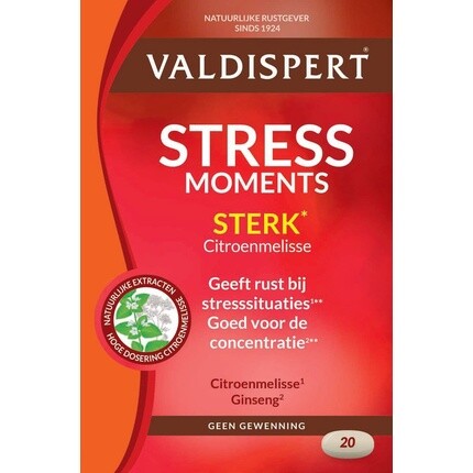 Valdispert Stress Moments Strong - Натуральное седативное средство - 20 таблеток
Valdispert Stress Moments Strong - Натуральное седативное средство - 20 таблеток