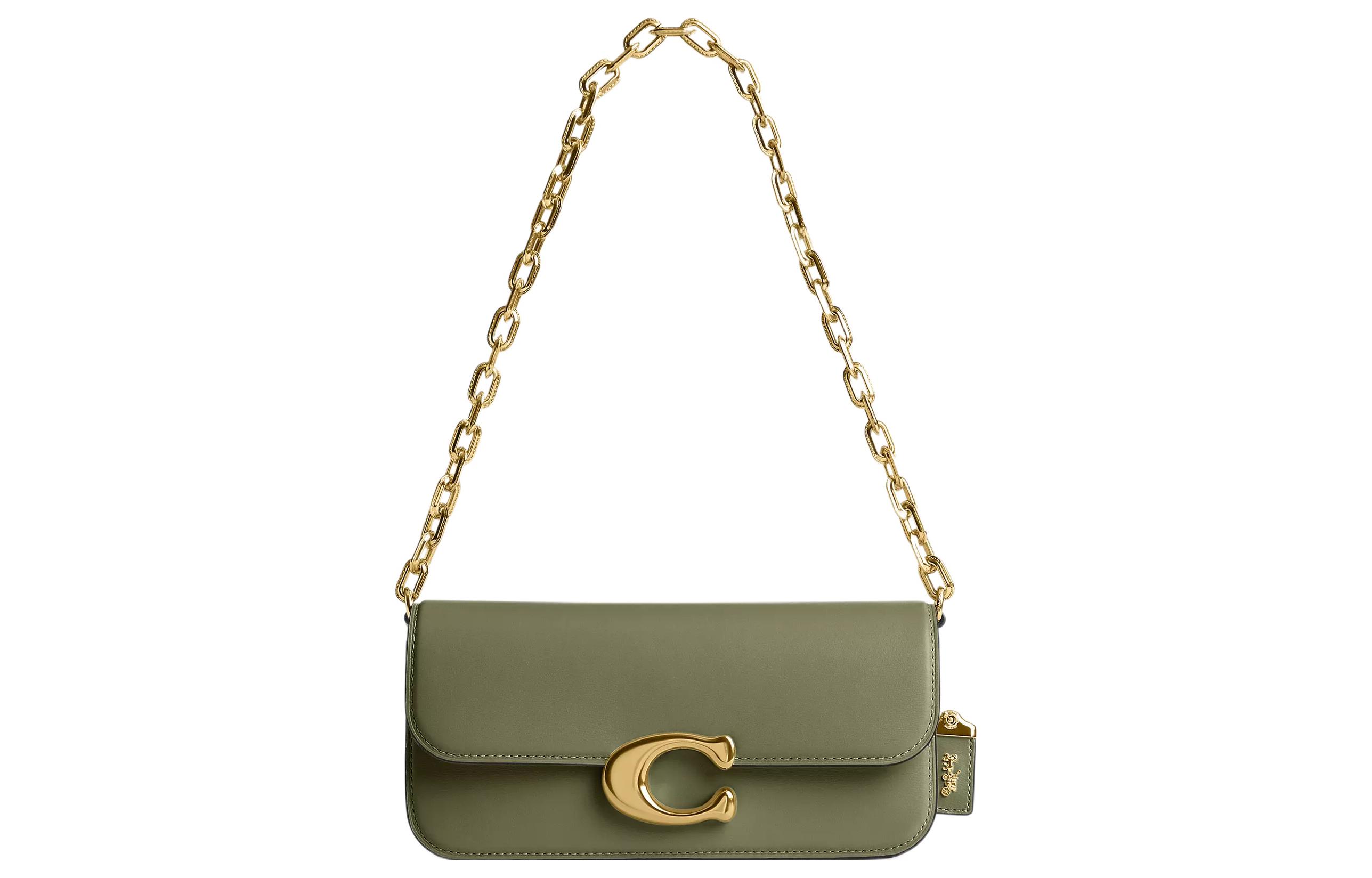 IDOL Кожаная Телячья Переносная Сумка Через Плечо, Средний Размер Женская Moss COACH