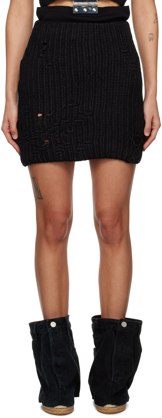 Черная мини-юбка с эффектом потертости JW Anderson 
Черная мини-юбка с эффектом потертости JW Anderson