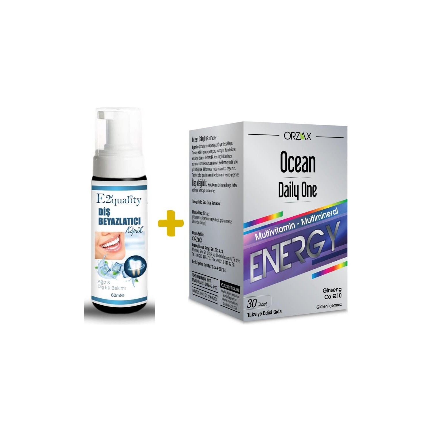 Отбеливающая пена для зубов Orzax E2' Quality + Добавка Orzax Ocean Daily One Energy, 30 таблеток
Отбеливающая пена для зубов Orzax E2' Quality + Добавка Orzax Ocean Daily One Energy, 30 таблеток