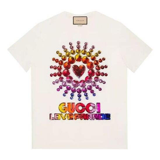 Футболка love parade t-shirt 'white multi' Gucci, белый 
Футболка love parade t-shirt 'white multi' Gucci, белый