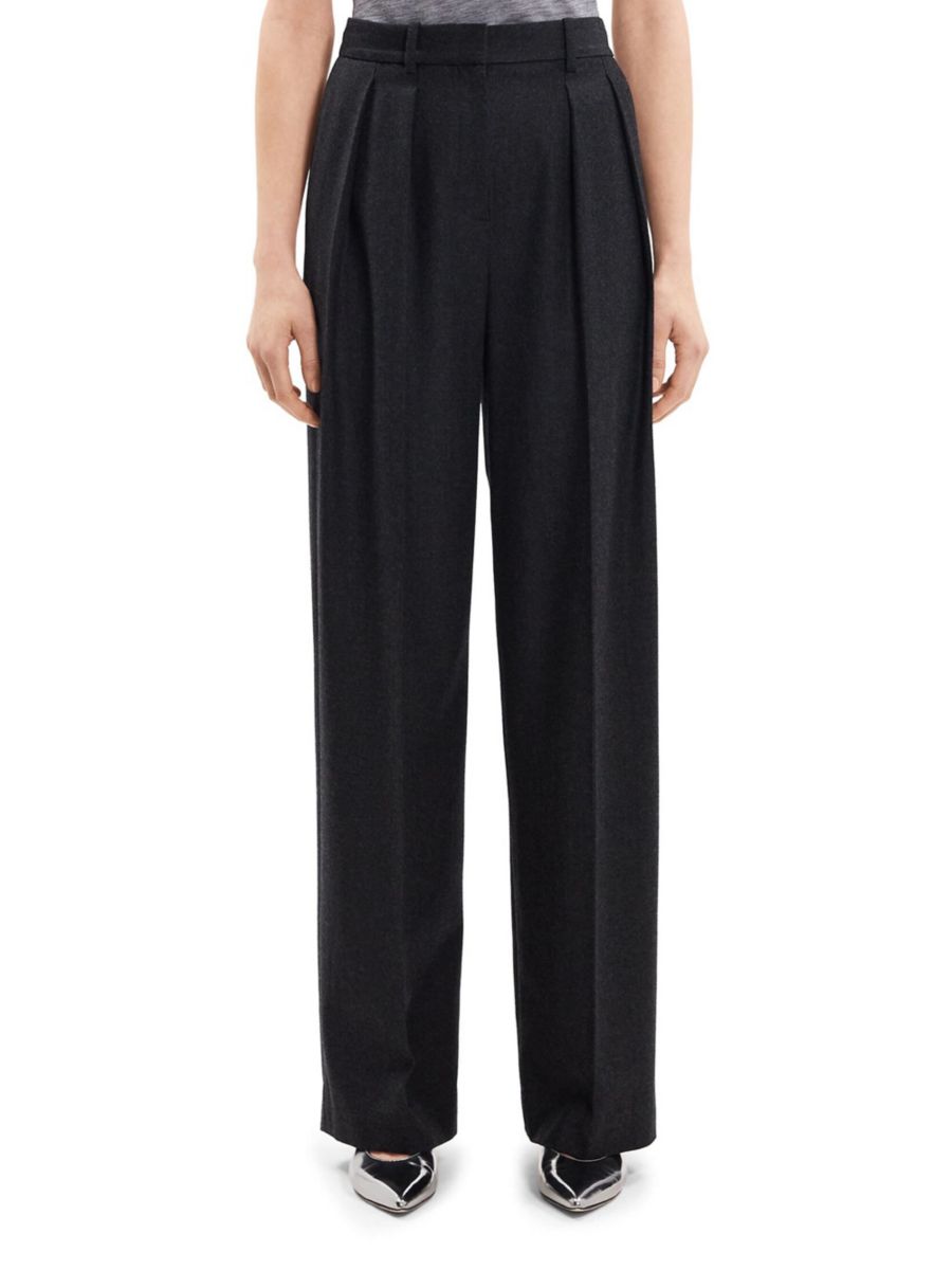 Прямые брюки из плиссированной шерсти с высокой талией Theory, цвет New Charcoal
Прямые брюки из плиссированной шерсти с высокой талией Theory, цвет New Charcoal