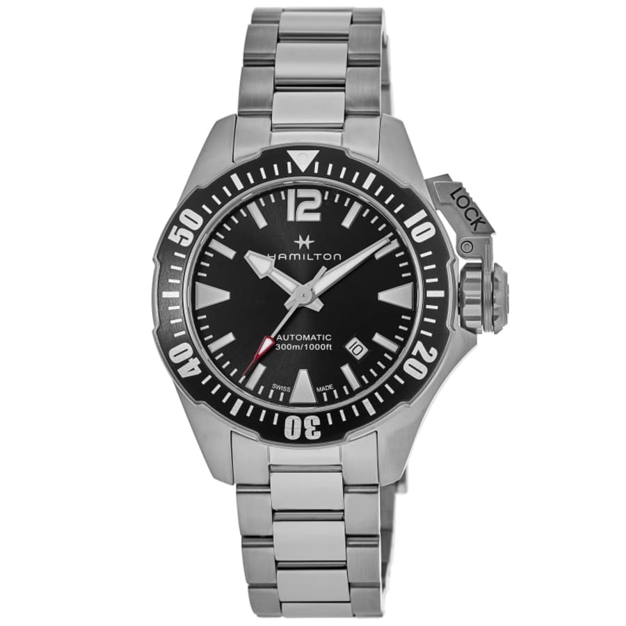 Hamilton Khaki Navy Frogman Автоматические мужские часы из стали с черным циферблатом H77605135
Hamilton Khaki Navy Frogman Автоматические мужские часы из стали с черным циферблатом H77605135