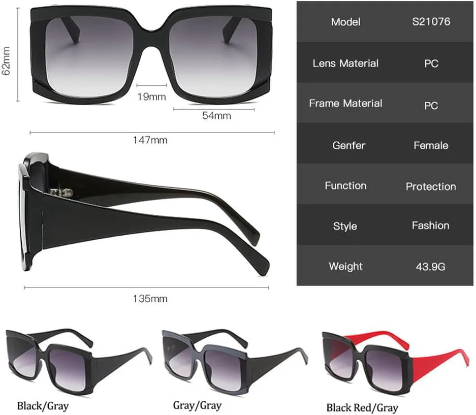 Женские солнцезащитные очки LVTFCO большого размера, модные солнцезащитные очки с градиентным покрытием в крупной оправе, защита от УФ-излучения UV400, White Gray
Женские солнцезащитные очки LVTFCO большого размера, модные солнцезащитные очки с градиентным покрытием в крупной оправе, защита от УФ-излучения UV400, White Gray