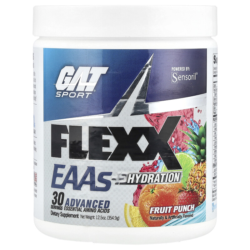 GAT, Flexx EAA + Hydration, фруктовый пунш, 354,9 г (12,5 унции)
GAT, Flexx EAA + Hydration, фруктовый пунш, 354,9 г (12,5 унции)