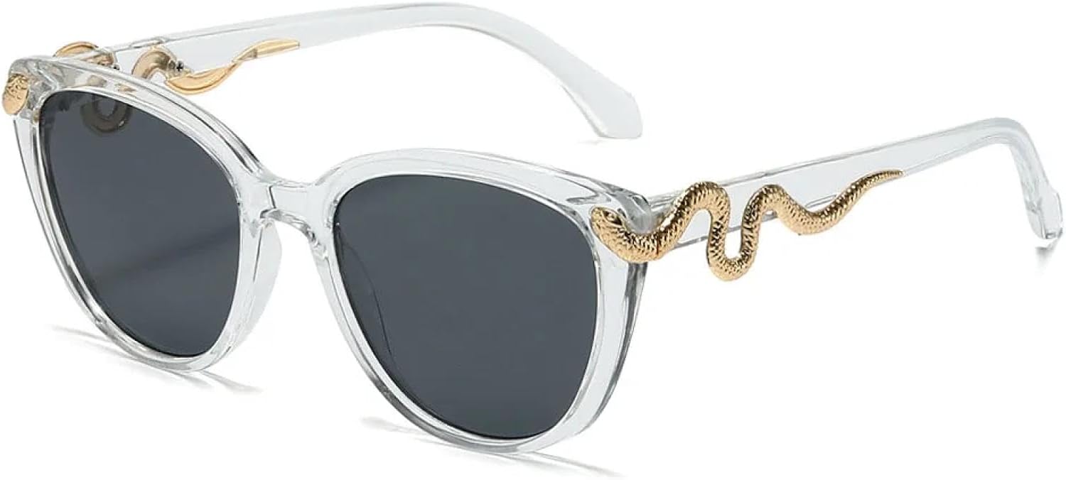 Винтажные солнцезащитные очки «Кошачий глаз» с золотистым змеиным принтом для женщин и мужчин в стиле панк, популярные и сексуальные, с защитой от УФ-излучения UV400 TYUVIVO, Clear Black
Винтажные солнцезащитные очки «Кошачий глаз» с золотистым змеиным принтом для женщин и мужчин в стиле панк, популярные и сексуальные, с защитой от УФ-излучения UV400 TYUVIVO, Clear Black