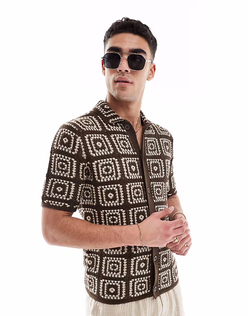 Вязаная крючком рубашка ONLY & SONS коричневого цвета
Вязаная крючком рубашка ONLY & SONS коричневого цвета