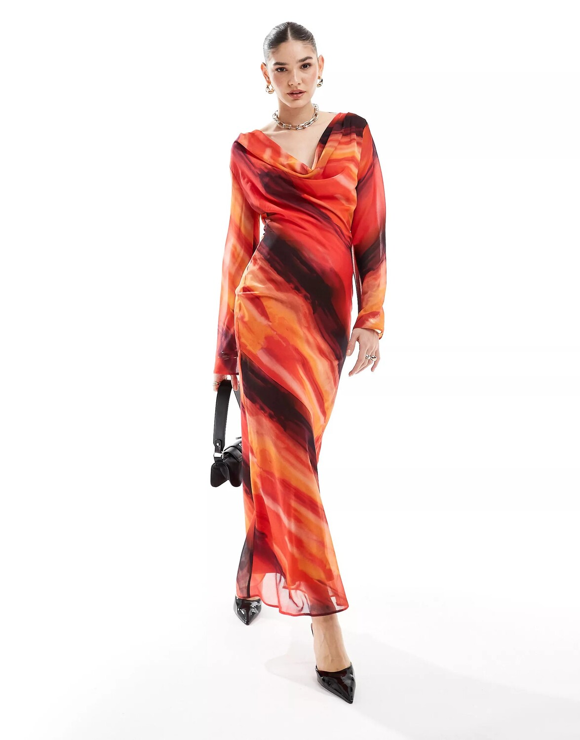 Платье макси Asos Chiffon With A Draped Neckline And An Abstract Pattern, мультиколор
Платье макси Asos Chiffon With A Draped Neckline And An Abstract Pattern, мультиколор