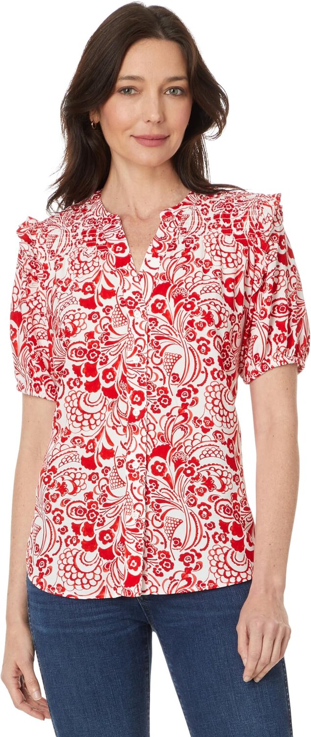Топ Tommy Hilfiger Short Sleeve Fountain Smocked Yoke Top, цвет Ivory/Scarlet
Топ Tommy Hilfiger Short Sleeve Fountain Smocked Yoke Top, цвет Ivory/Scarlet