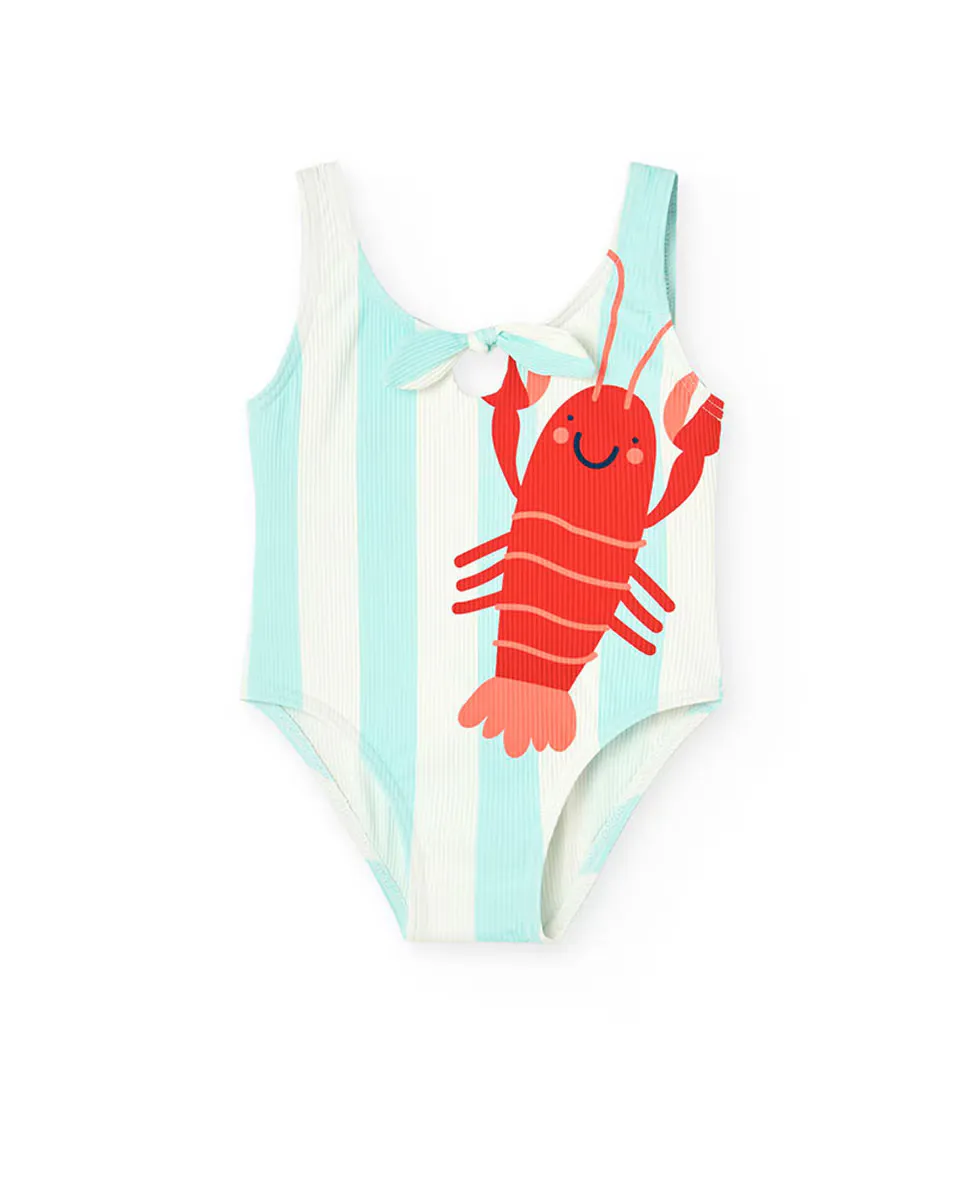 Детский купальник для девочки в полоску с крабом спереди Boboli, бирюзовый
Детский купальник для девочки в полоску с крабом спереди Boboli, бирюзовый