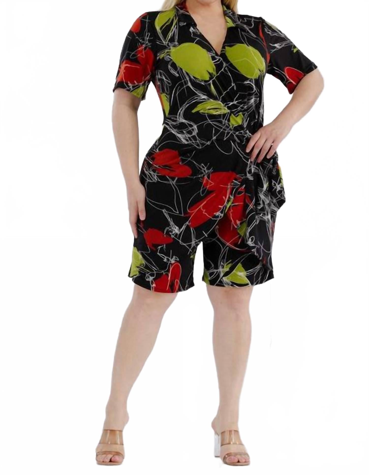 Современный комбинезон-раппер с завязывающимся поясом в черном мультиколоре Karen T Design
Современный комбинезон-раппер с завязывающимся поясом в черном мультиколоре Karen T Design