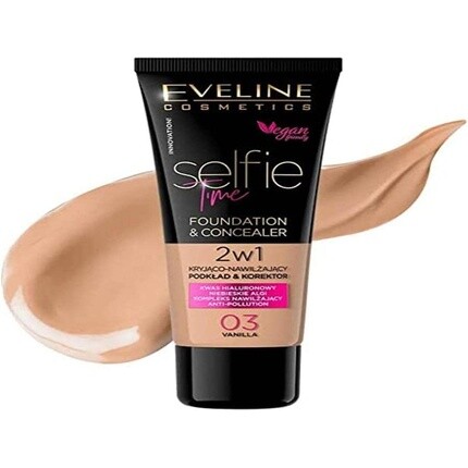 Eveline Cosmetics Selfie Time Покрывающая и увлажняющая основа и консилер 2-в-1, 30 мл № 03, ваниль 
Eveline Cosmetics Selfie Time Покрывающая и увлажняющая основа и консилер 2-в-1, 30 мл № 03, ваниль