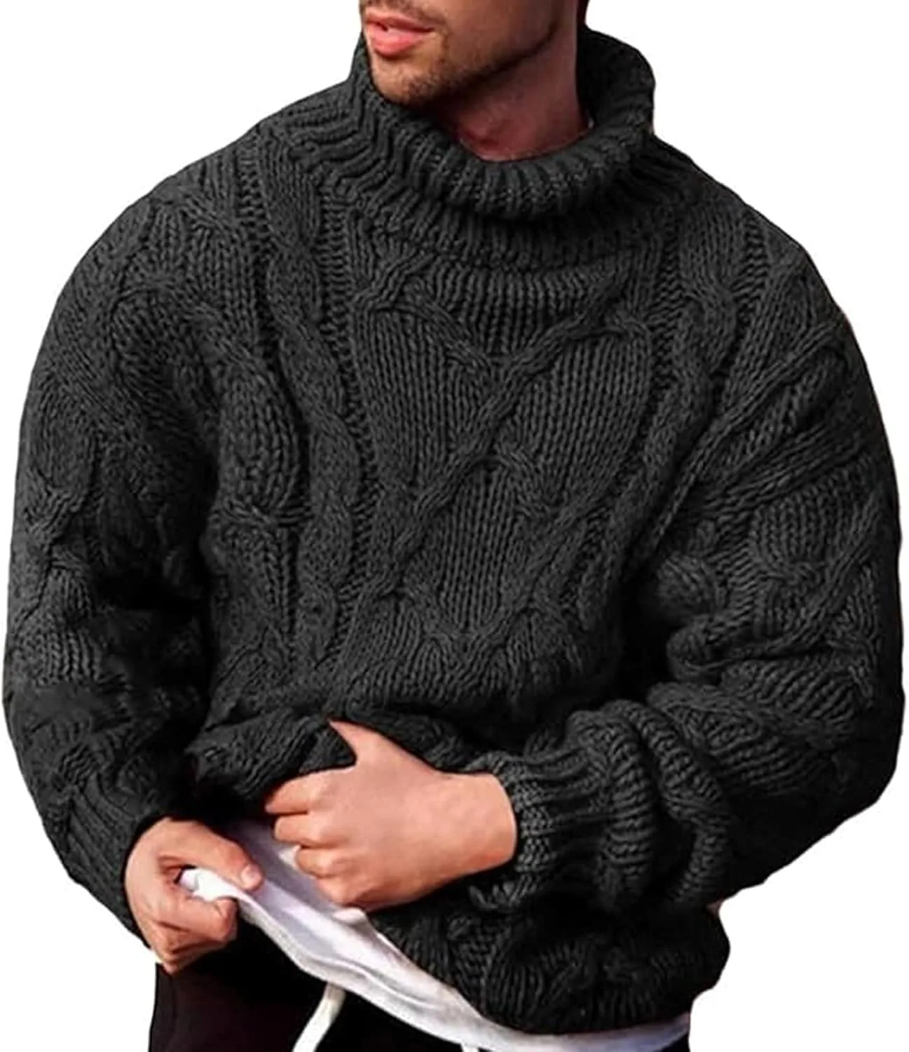 Толстый кабельный свитер-водолазка мужской GHTRHSB
Толстый кабельный свитер-водолазка мужской GHTRHSB