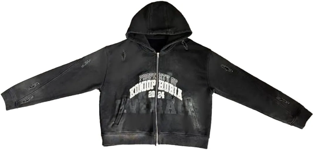 Мужская черная худи на молнии в стиле ретро
Мужская черная худи на молнии в стиле ретро