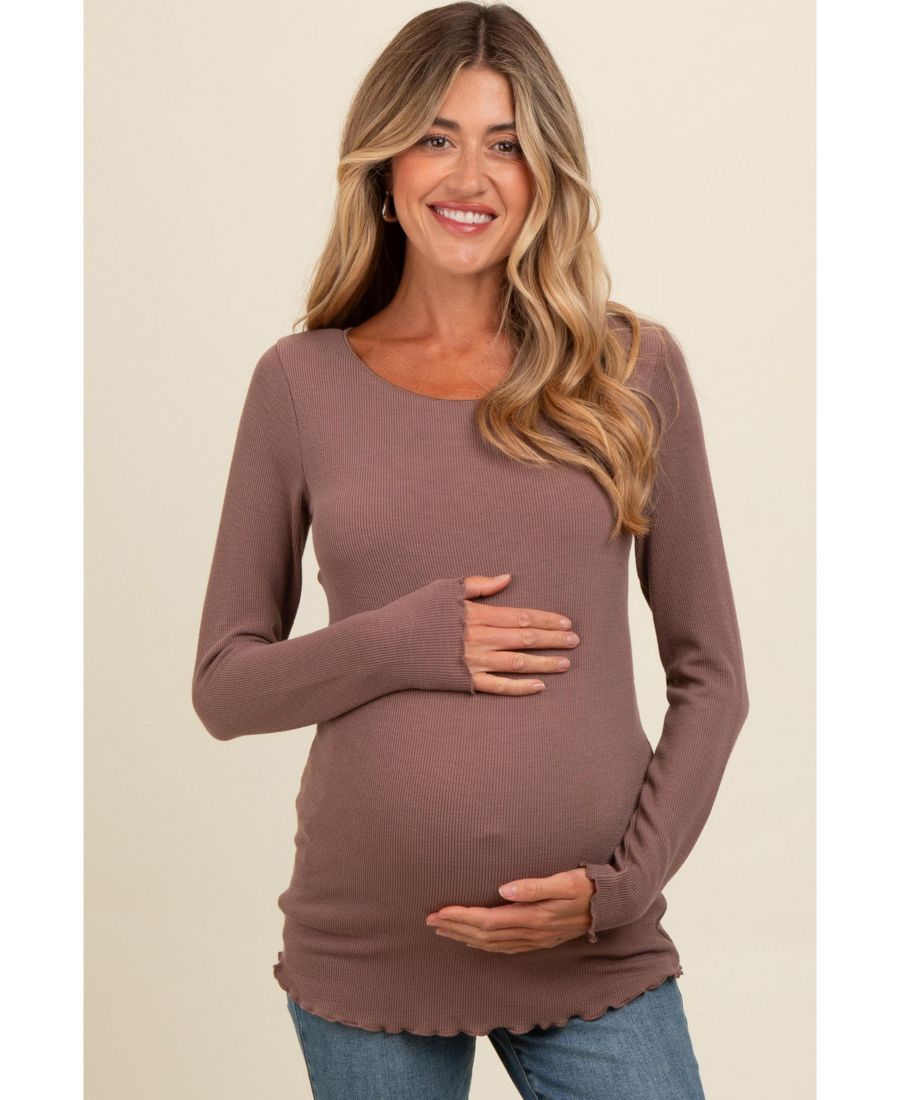 Бордовый трикотажный топ в рубчик с длинными рукавами и волнистым краем для беременных Pinkblush, Brown
Бордовый трикотажный топ в рубчик с длинными рукавами и волнистым краем для беременных Pinkblush, Brown