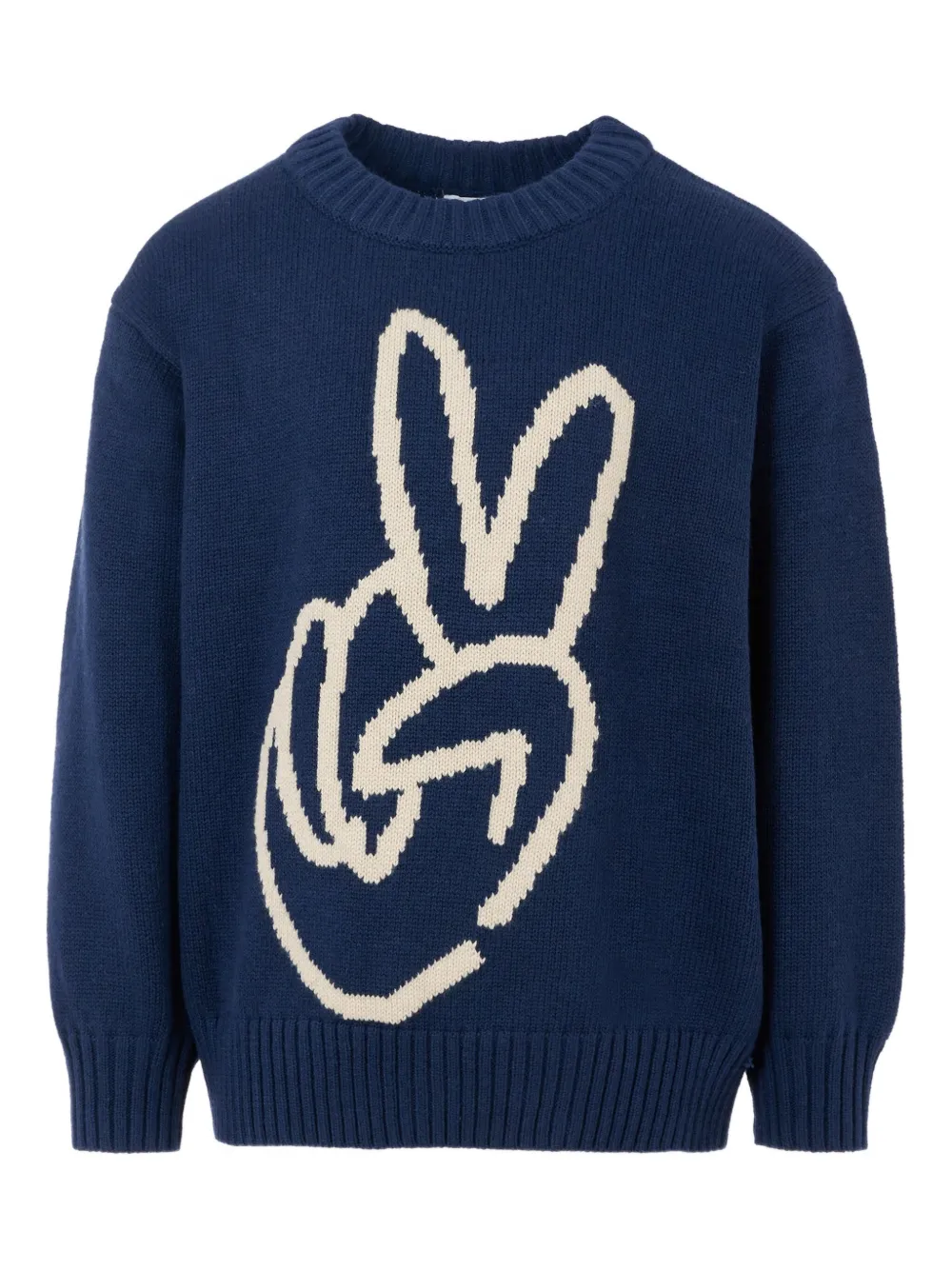 Хлопковый свитер с надписью «Знак мира» от Bello Molo, синий
Хлопковый свитер с надписью «Знак мира» от Bello Molo, синий