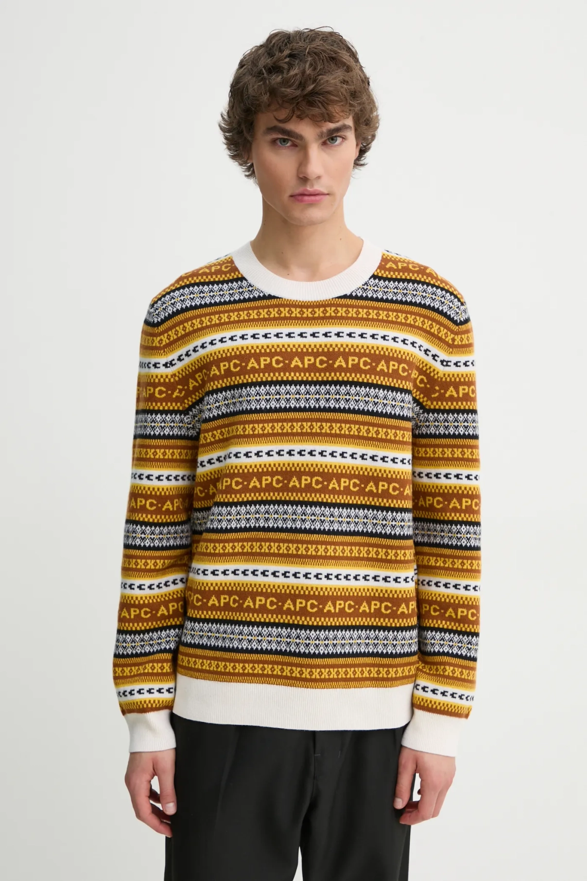 Шерстяной свитер Malcom с подтяжками A.P.C., коричневый 
Шерстяной свитер Malcom с подтяжками A.P.C., коричневый