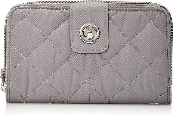 Женский твиловый кошелек Vera Bradley с поворотным замком и RFID-замком, спокойный серый
