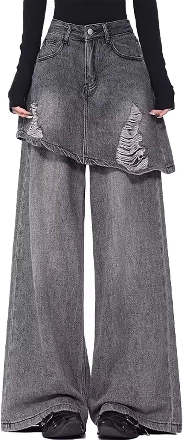 Багги джинсы для женщин Y2K с дизайном фальшивой двойки, рваные винтажные LUUTWAL
Багги джинсы для женщин Y2K с дизайном фальшивой двойки, рваные винтажные LUUTWAL