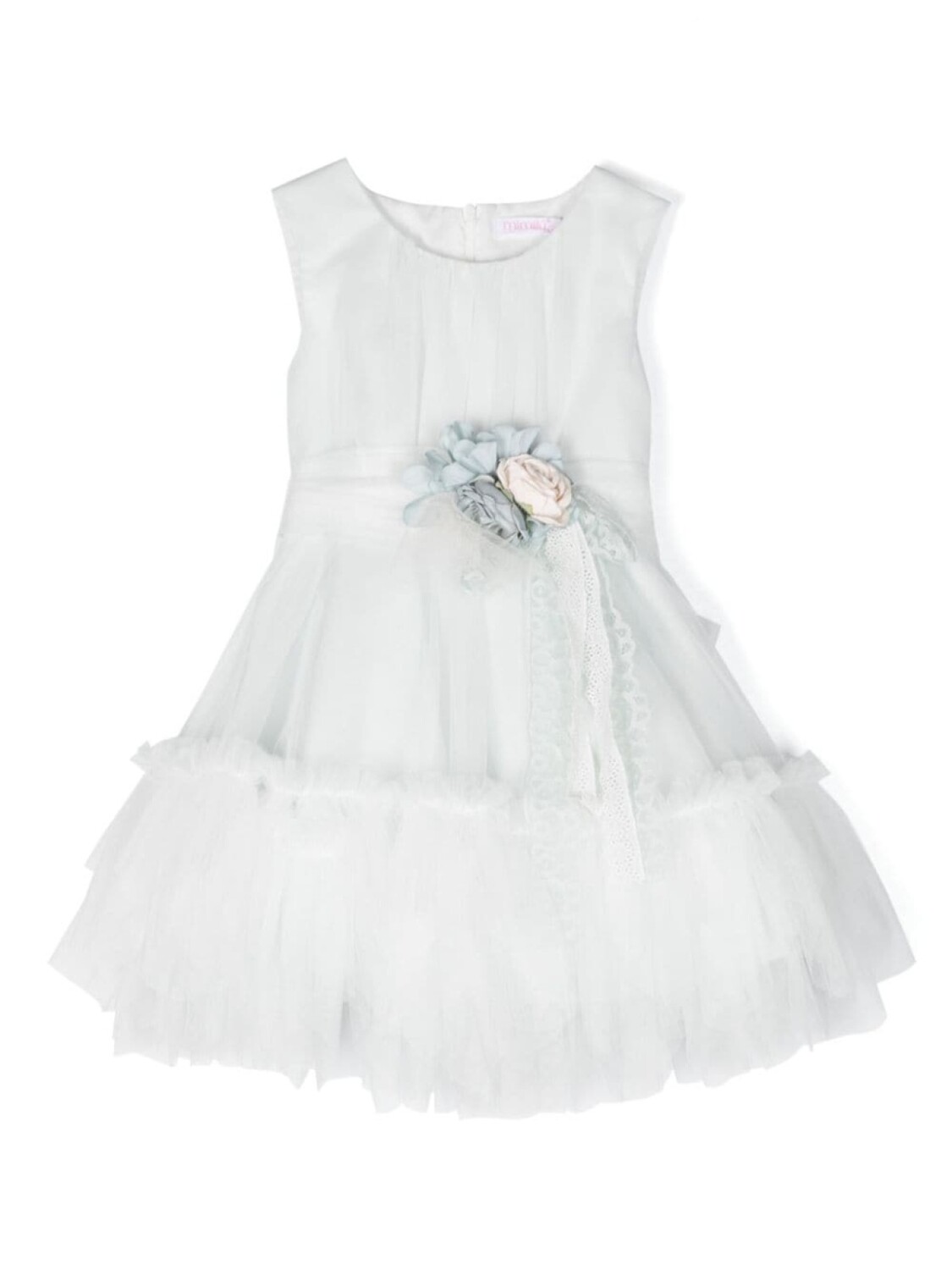 Mimilù платье с цветочной аппликацией и сборками, синий