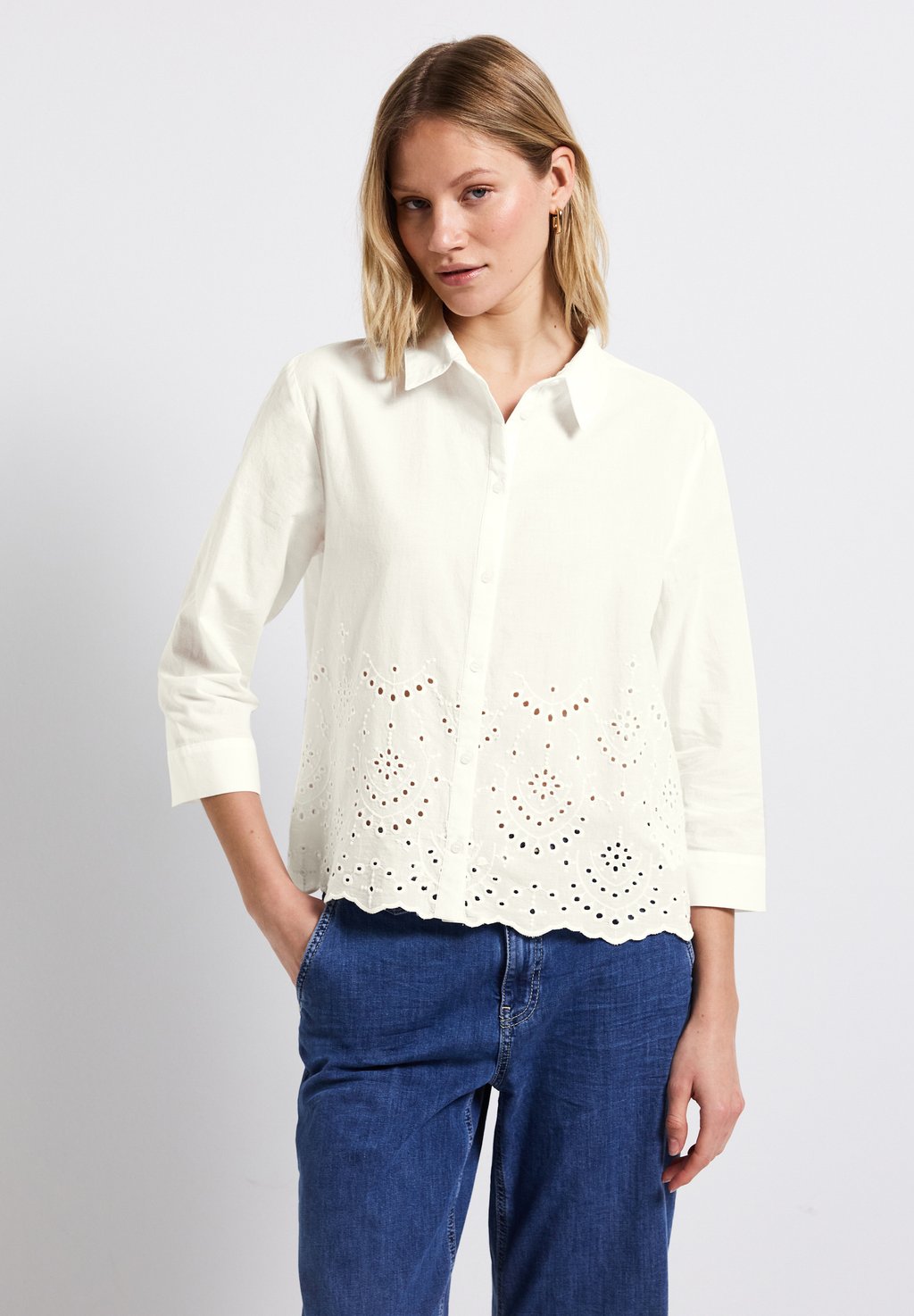 Блузка на пуговицах MIT STICKEREI Street One, кремовый
Блузка на пуговицах MIT STICKEREI Street One, кремовый