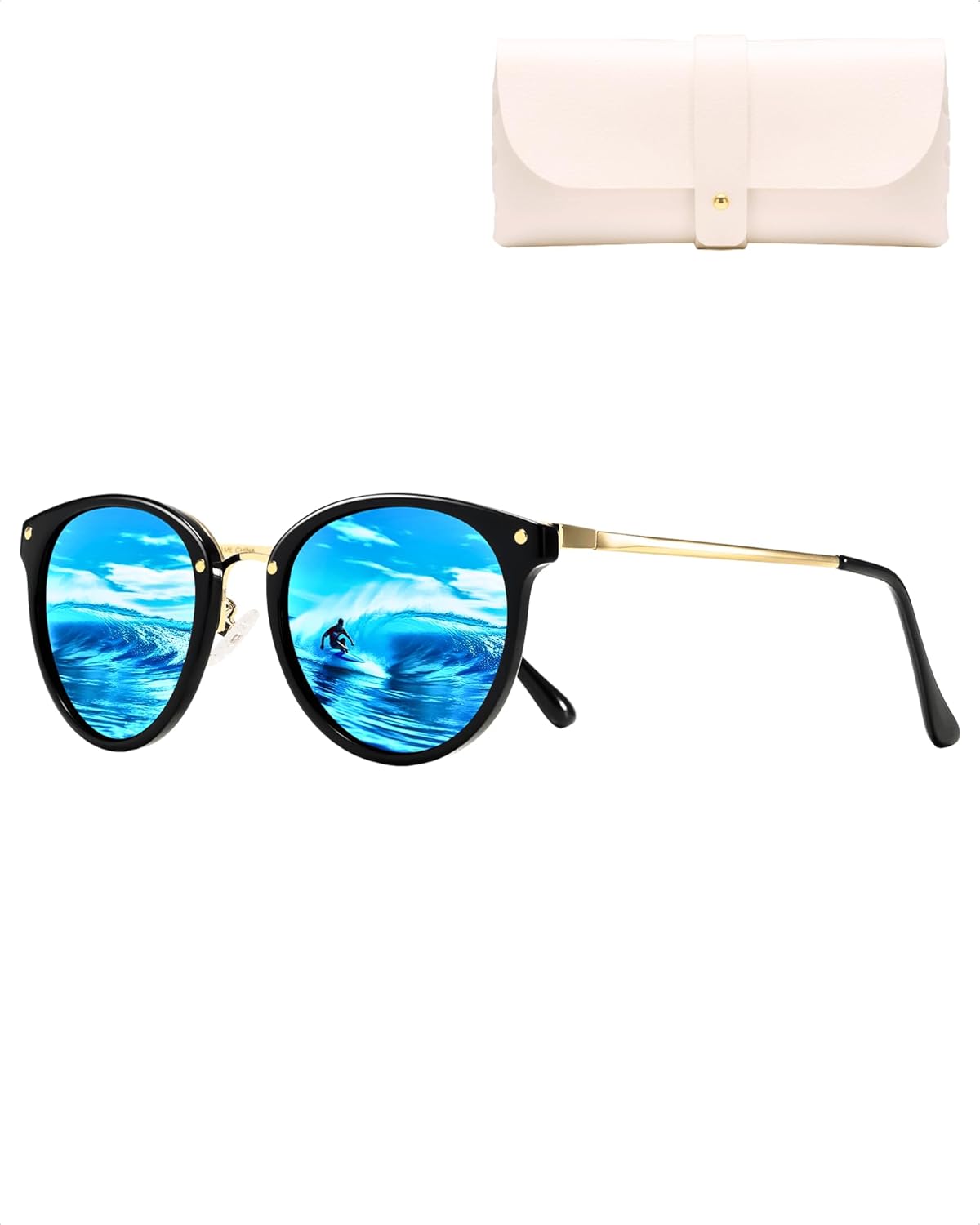 Поляризованные солнцезащитные очки для женщин, элегантные, с защитой от УФ-излучения UV400, черные, классический металлический стиль, ультралегкие, для вождения Cleoxyge, Polarized Mirror Blue & Black-gold Frame
Поляризованные солнцезащитные очки для женщин, элегантные, с защитой от УФ-излучения UV400, черные, классический металлический стиль, ультралегкие, для вождения Cleoxyge, Polarized Mirror Blue & Black-gold Frame