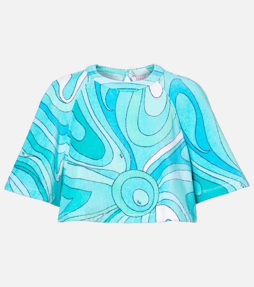 Хлопковый майка-кроп топ из махровой ткани Pucci, Turquoise
Хлопковый майка-кроп топ из махровой ткани Pucci, Turquoise