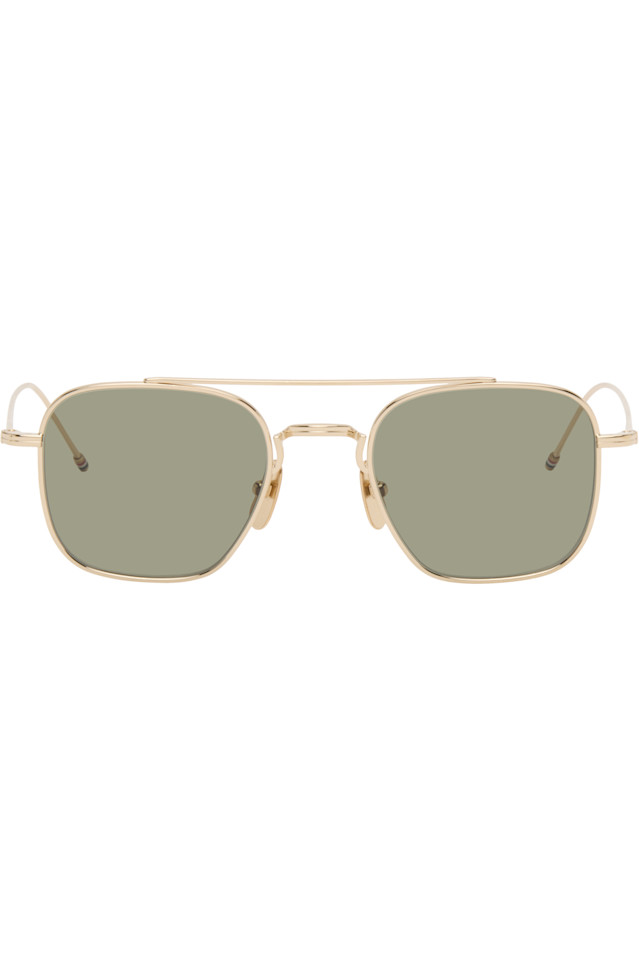 Квадратные солнцезащитные очки-авиаторы из золотистого титана Thom Browne, White Gold
Квадратные солнцезащитные очки-авиаторы из золотистого титана Thom Browne, White Gold